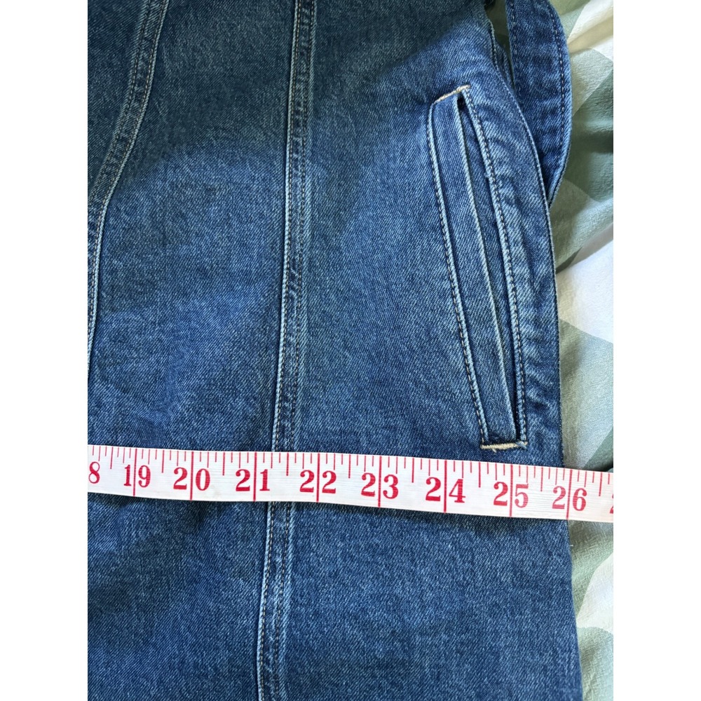 Gap Denim Tie Belt Button Front Maxi Dress Womens XL Dark Wash V-neck Denim - Picture 9 of 10